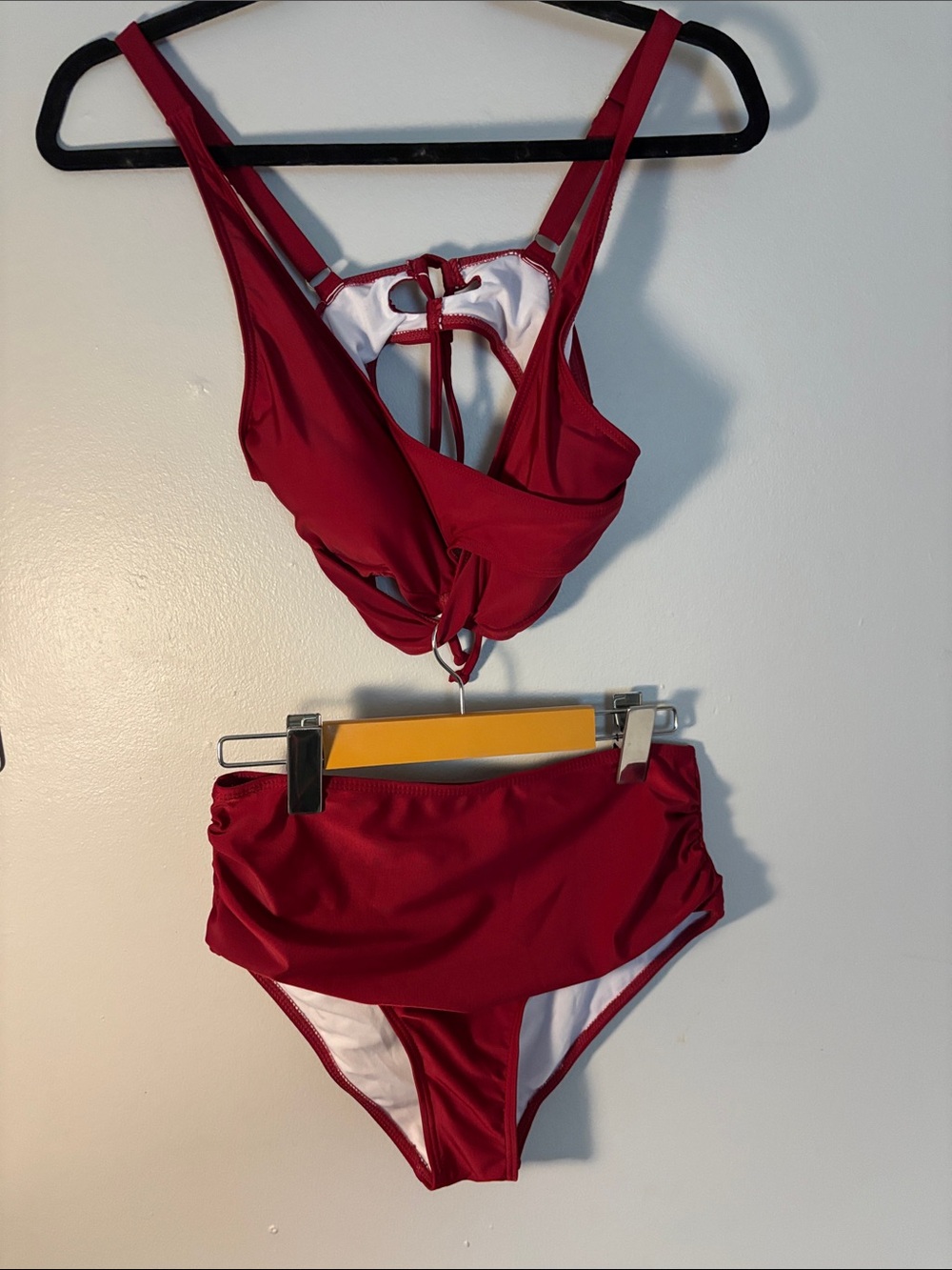 Women’s Twist-Front Bralette bikini high waist bikini  - Red